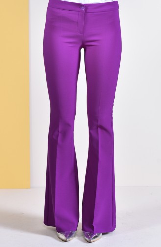 İspanyol Paça Pantolon 3990-16 Koyu Mor