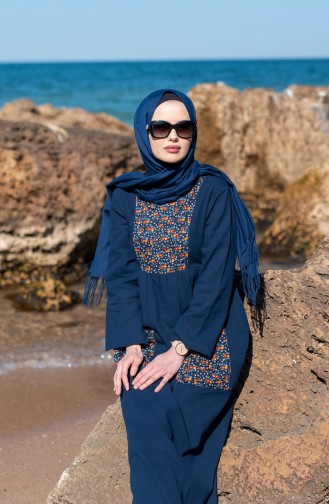 Dunkelblau Hijab Kleider 0400-02