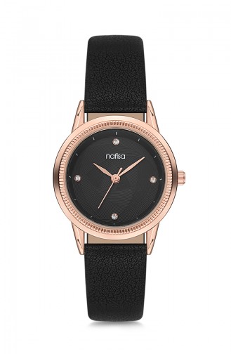 Nafisa Women´s Leather Wrist Watch NF1049D Black 1049D