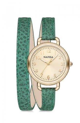 Nafisa Women´s Leather Wrist Watch NF1055D Green 1055D