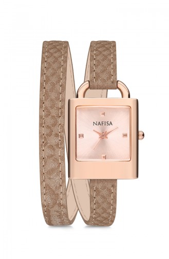 Nafisa Women´s Leather Wrist Watch NF1063D Mink 1063D