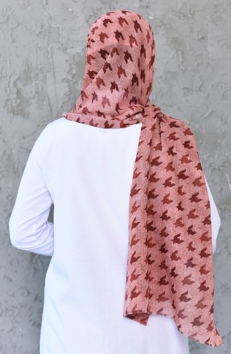 Patterned Cotton Shawl 2205-06 Coral 2205-06
