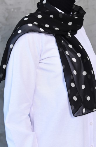 Foulard Mousseline a Motifs 4223-01 Noir 4223-01
