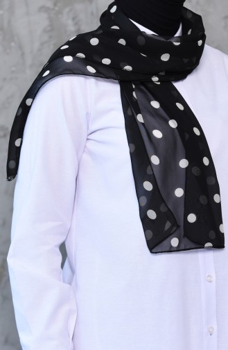 Foulard Mousseline a Motifs 4223-01 Noir 4223-01