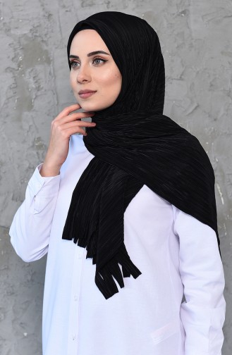 Pleated Practical Viscose Shawl 1033-01 Black 1033-01