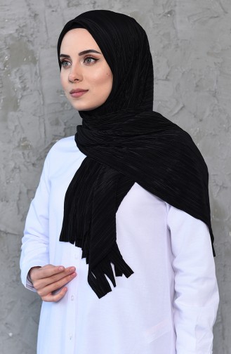 Pleated Practical Viscose Shawl 1033-01 Black 1033-01