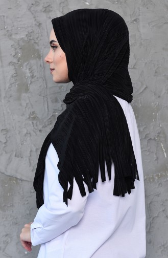 Pleated Practical Viscose Shawl 1033-01 Black 1033-01