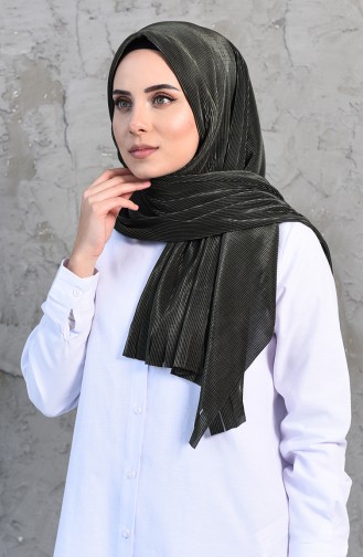 Pleated Practical Viscose Shawl 1033-03 Dark Khaki 1033-03