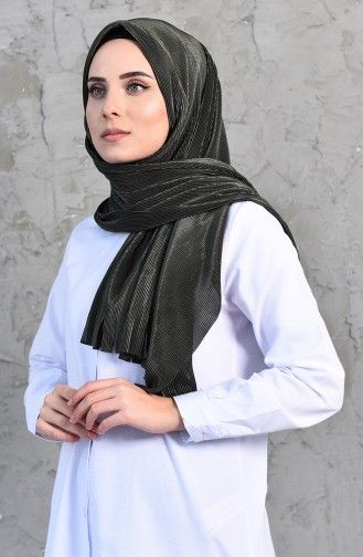 Pleated Practical Viscose Shawl 1033-03 Dark Khaki 1033-03