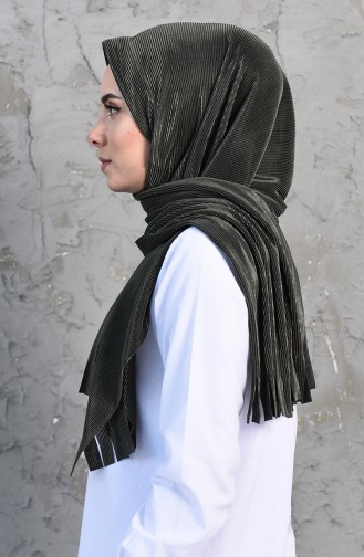 Pleated Practical Viscose Shawl 1033-03 Dark Khaki 1033-03