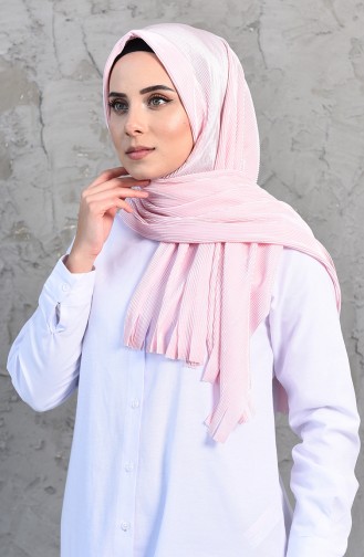 Pliseli Pratik Viskon Şal 1033-04 Toz Pembe