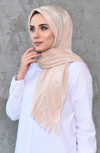 Pleated Practical Viscose Shawl 1033-10 Beige 1033-10