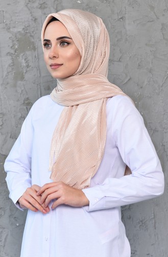 Pleated Practical Viscose Shawl 1033-10 Beige 1033-10