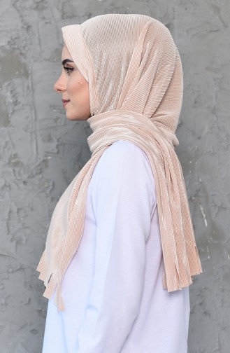 Pleated Practical Viscose Shawl 1033-10 Beige 1033-10