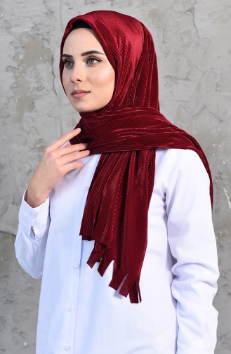Pleated Practical Viscose Shawl 1033-13 Cherry 1033-13