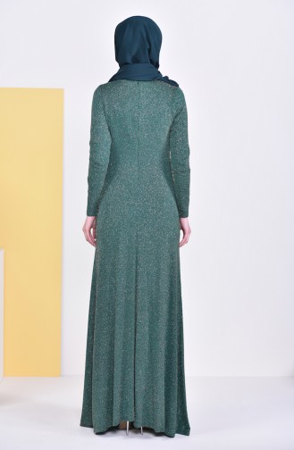 Robe de Soirée Perlée a Paillettes 31596-03 Vert emeraude 31596-03