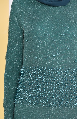 Robe de Soirée Perlée a Paillettes 31596-03 Vert emeraude 31596-03