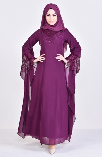 مس فالي فستان مُطبع باحجار لامعة 8426-05 لون ارجواني 8426-05