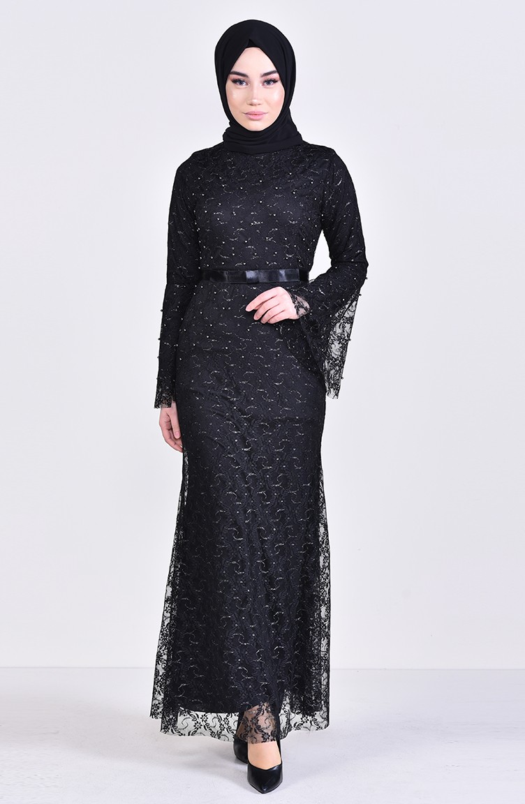 Pearls Evening Dress 81689-04 Black 81689-04