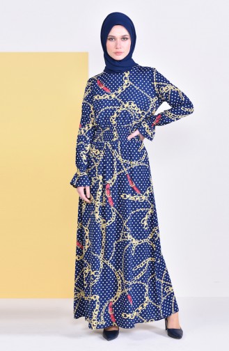 Printed Dress 8146-01Navy Blue 8146-01