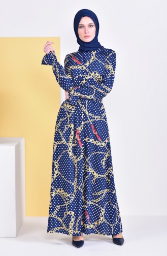 Printed Dress 8146-01Navy Blue 8146-01