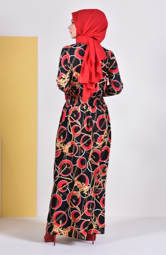Claret Red Hijab Dress 8147-01