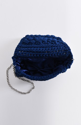 Cotton Knitted Shoulder Bag 2016-01 Navy Blue 2016-01