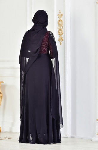 Weinrot Hijab-Abendkleider 3132-02