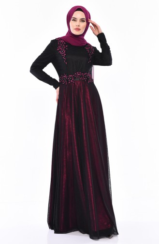 Robe de Soirée Perlées 31568-02 Noir Plum 31568-02