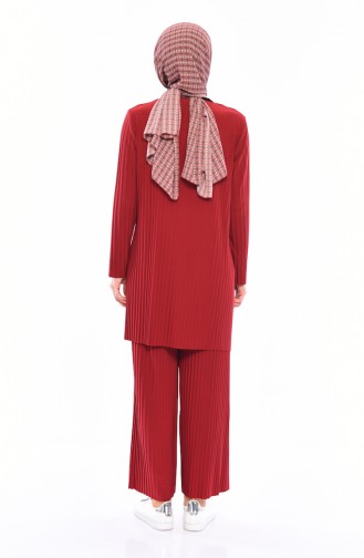 iLMEK Pleated Tunic Pants Double Suit 5219-12 Light Claret Red 5219-12