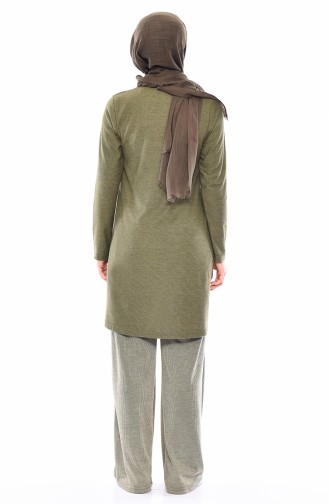 Asimetrik Tunik Pantolon İkili Takım 99191-05 Haki