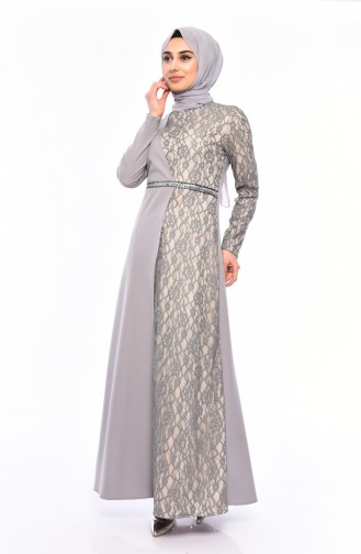 Lace Evening Dress 81681-03 Gray 81681-03