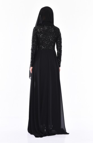 Sequin Detailed Evening Dress 52724-06 Black 52724-06