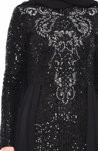 Sequin Detailed Evening Dress 52724-06 Black 52724-06