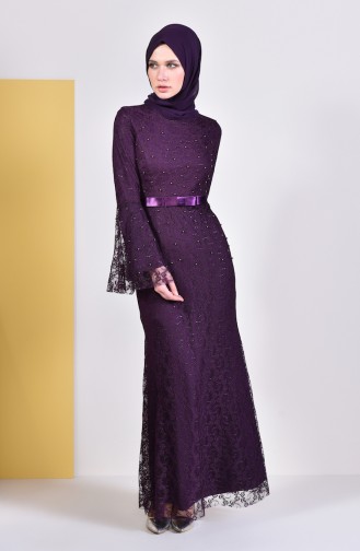 Pearls Evening Dress 81689-01 Purple 81689-01