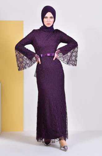 Pearls Evening Dress 81689-01 Purple 81689-01