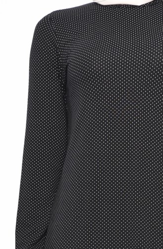 Puantiyeli Elbise 8805-01 Siyah