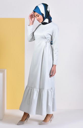 ايلميك فستان بتصميم حزام للخصر 5253-01 لون بيج مائل للرمادي 5253-01