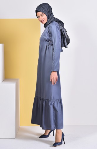 ايلميك فستان بتصميم حزام للخصر 5253-02 لون أسود مائل للرمادي 5253-02