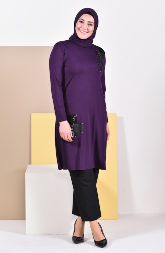 Payet Detaylı Tunik 5881-03 Mor
