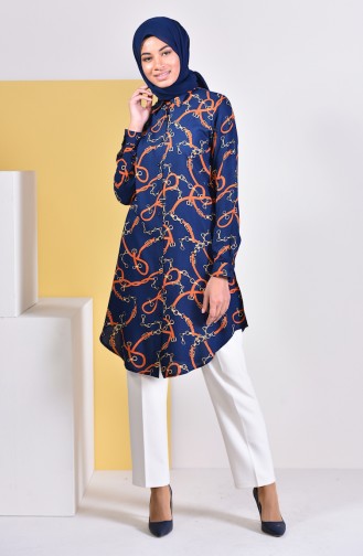 Viscose Printed Tunic 6357-01 Navy Blue 6357-01