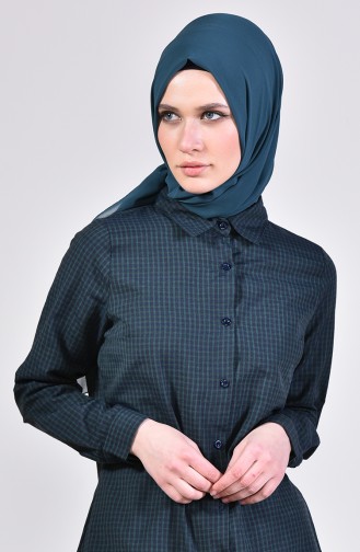 Ekoseli Tunik 6364-02 Zümrüt Yeşili