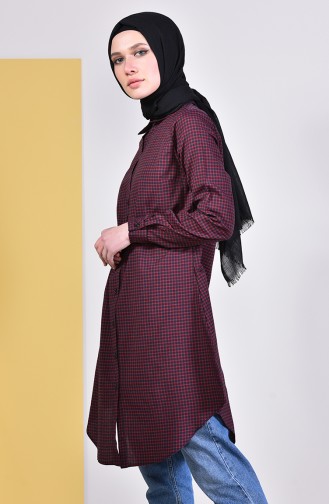 Ekoseli Tunik 6364-03 Bordo 6364-03