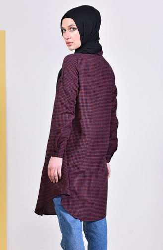 Ekoseli Tunik 6364-03 Bordo