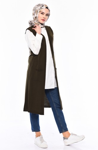 Hellkhaki grün Strickjacke 4128-18