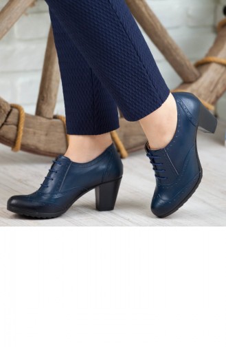 Derimiss Women´s Block Heels Shoes A152Ktrk0007007 Navy Blue Leather 152KTRK0007007