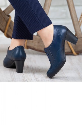 Derimiss Women´s Block Heels Shoes A152Ktrk0007007 Navy Blue Leather 152KTRK0007007