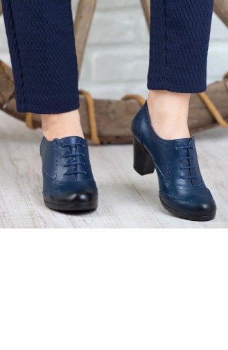 Derimiss Women´s Block Heels Shoes A152Ktrk0007007 Navy Blue Leather 152KTRK0007007