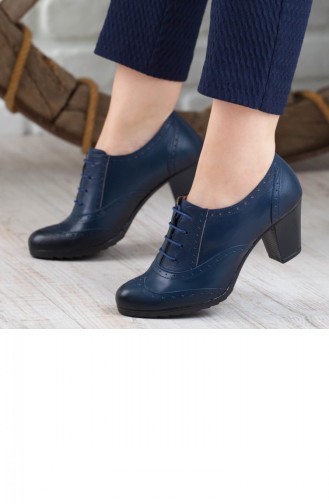 Derimiss Women´s Block Heels Shoes A152Ktrk0007007 Navy Blue Leather 152KTRK0007007