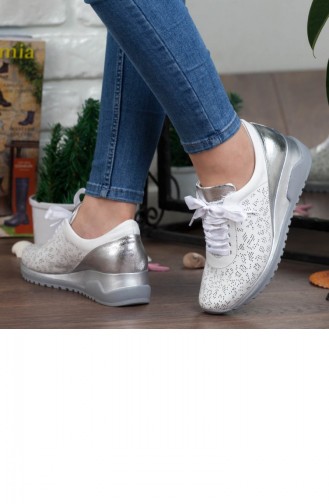 Mammamia Women´s Casual Shoe A192Ydyl00282987 White Leather 192YDYL00282987